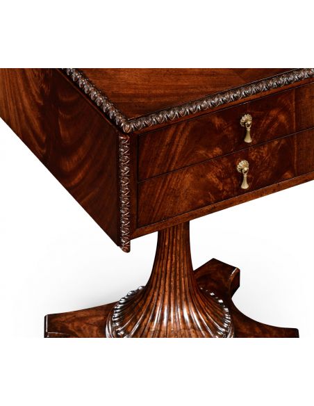 Square & Rectangular Side Tables Mahogany Side Table with Drawers-86