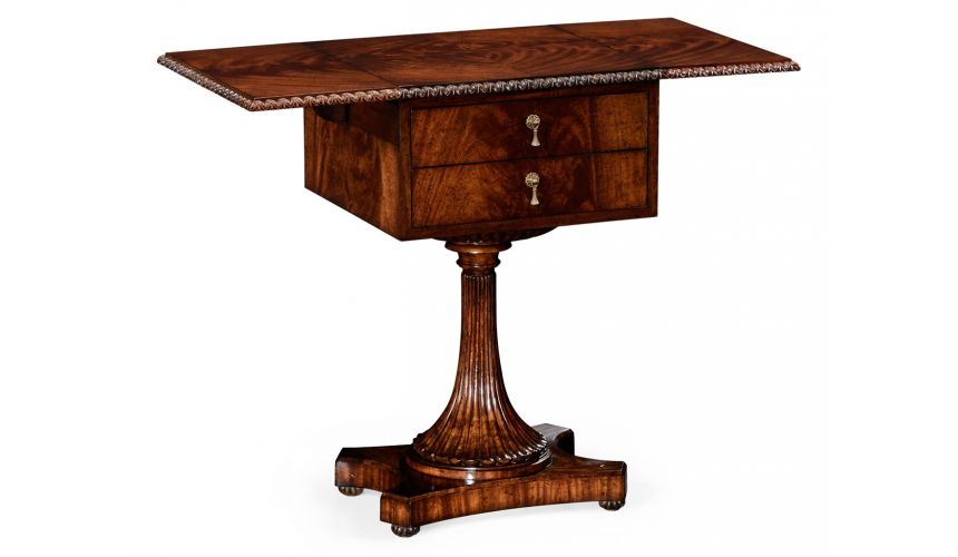 Square & Rectangular Side Tables Mahogany Side Table with Drawers-86