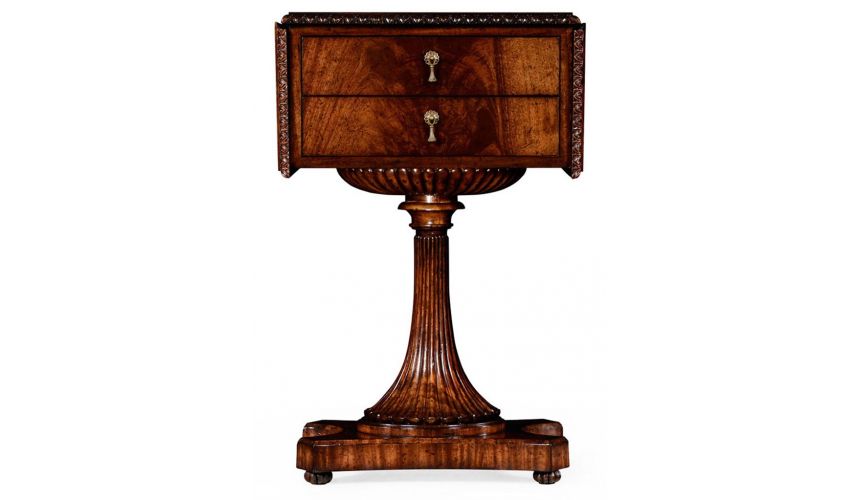 Square & Rectangular Side Tables Mahogany Side Table with Drawers-86