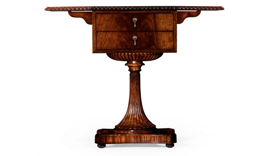 Square & Rectangular Side Tables Mahogany Side Table with Drawers-86