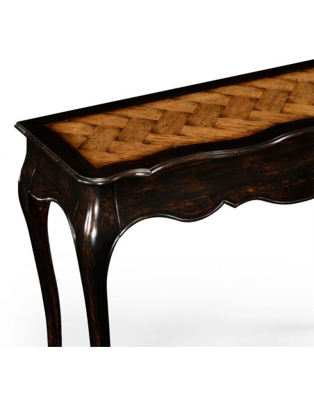 French Provincial style Distressed Black Painted Console Table-88