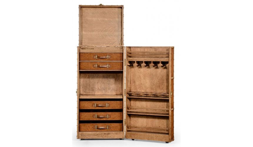 Square & Rectangular Side Tables Travel Trunk Style Wine and Cocktail Cabinet-89