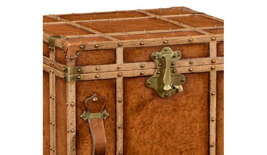 Square & Rectangular Side Tables Travel Trunk Style Wine and Cocktail Cabinet-89