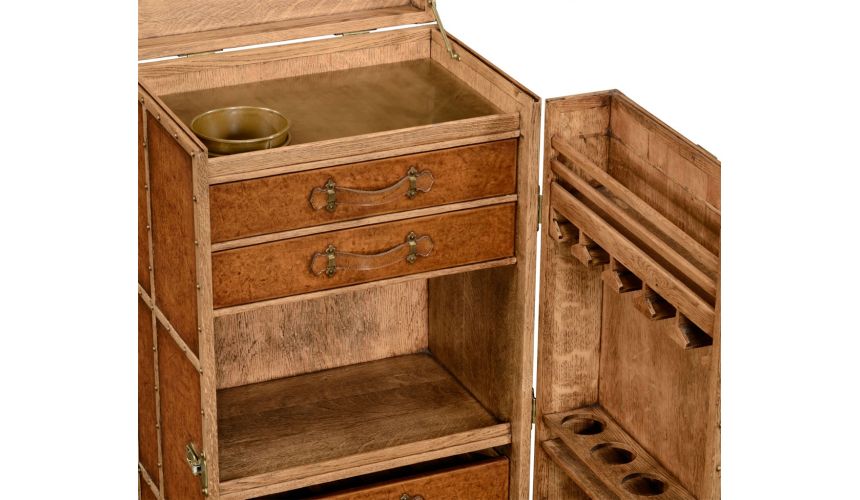 Square & Rectangular Side Tables Travel Trunk Style Wine and Cocktail Cabinet-89