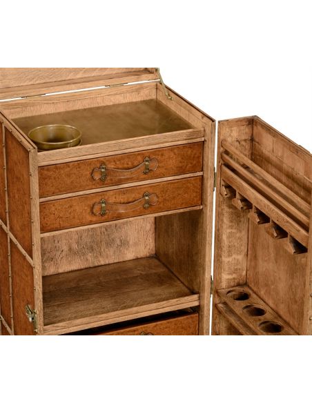 Square & Rectangular Side Tables Travel Trunk Style Wine and Cocktail Cabinet-89