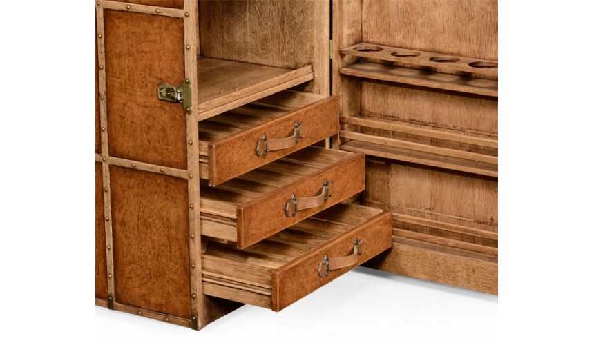 Square & Rectangular Side Tables Travel Trunk Style Wine and Cocktail Cabinet-89