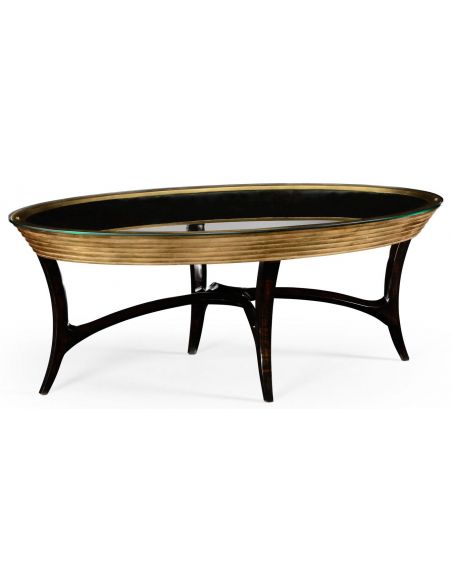 Oval Black Lacquer and Coffee Table-10