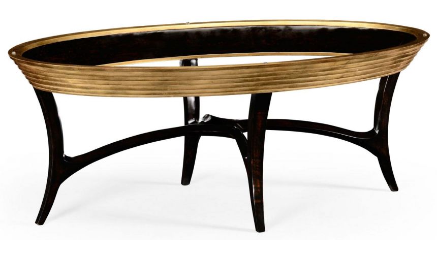 Oval Black Lacquer and Coffee Table-10