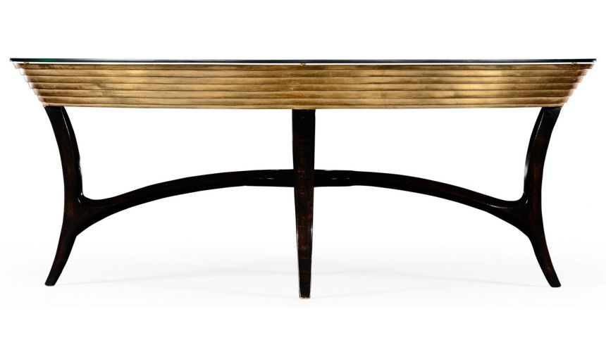 Modern Furniture Oval Black Lacquer and Coffee Table-10