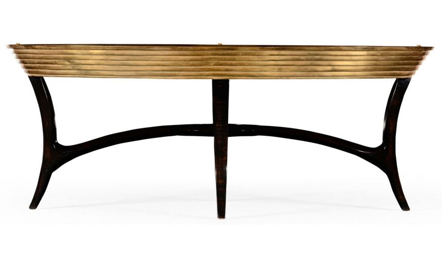 Modern Furniture Oval Black Lacquer and Coffee Table-10