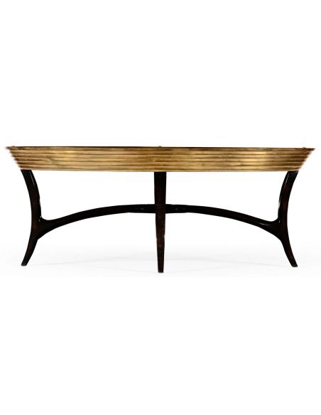 Modern Furniture Oval Black Lacquer and Coffee Table-10