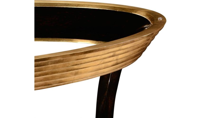 Modern Furniture Oval Black Lacquer and Coffee Table-10