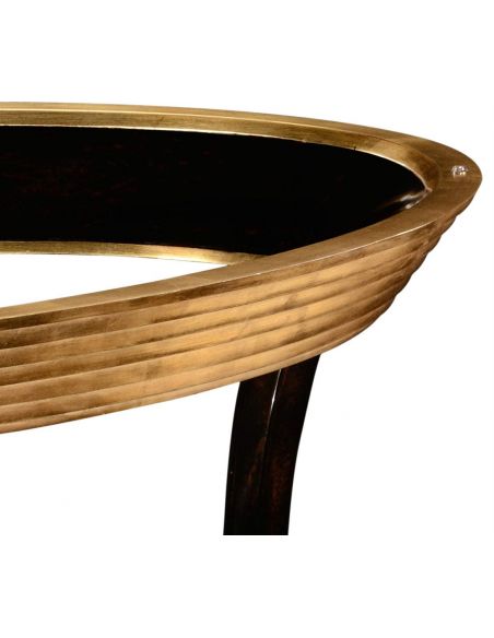 Modern Furniture Oval Black Lacquer and Coffee Table-10