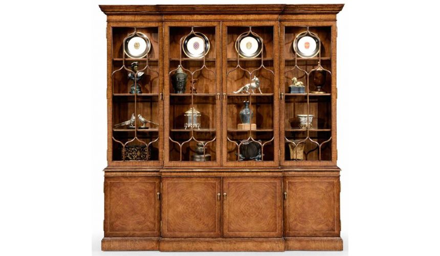 Breakfronts & China Cabinets Large Breakfronted Triple Display or Bookcase-13