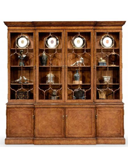 Breakfronts & China Cabinets Large Breakfronted Triple Display or Bookcase-13