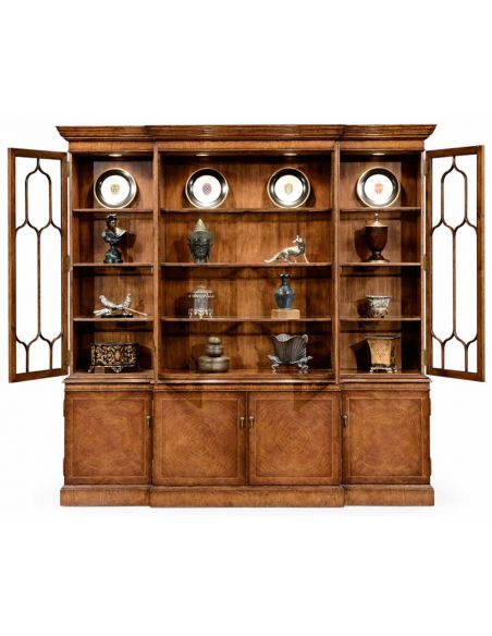 Breakfronts & China Cabinets Large Breakfronted Triple Display or Bookcase-13