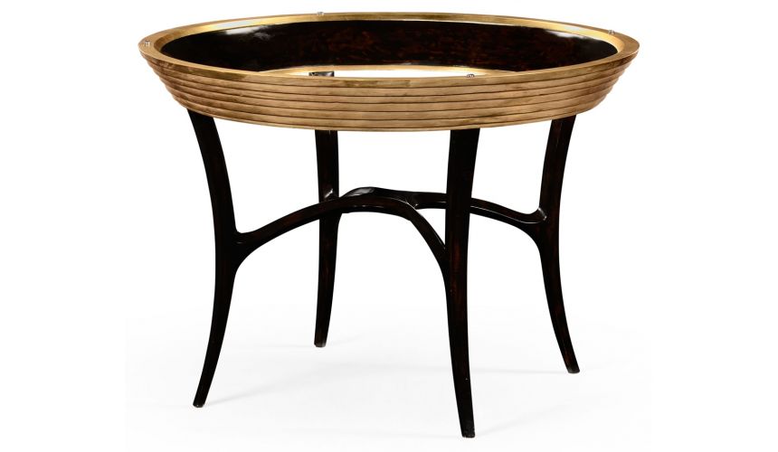 Foyer and Center Tables Circular Black Lacquer and Gilt Center Table-31