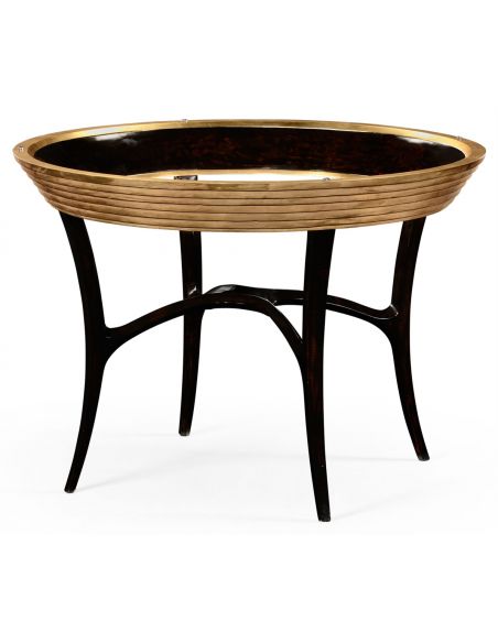 Foyer and Center Tables Circular Black Lacquer and Gilt Center Table-31