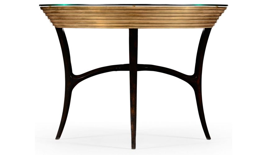 Foyer and Center Tables Circular Black Lacquer and Gilt Center Table-31