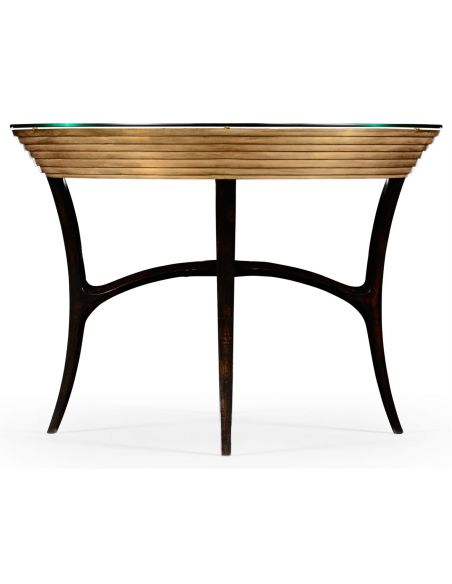 Foyer and Center Tables Circular Black Lacquer and Gilt Center Table-31