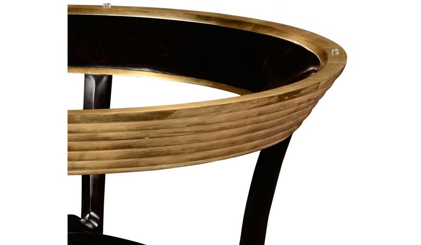 Foyer and Center Tables Circular Black Lacquer and Gilt Center Table-31