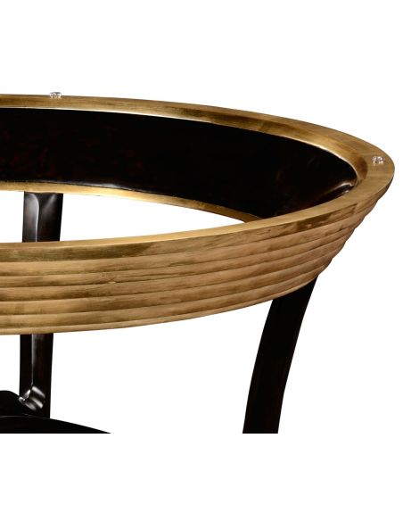 Foyer and Center Tables Circular Black Lacquer and Gilt Center Table-31