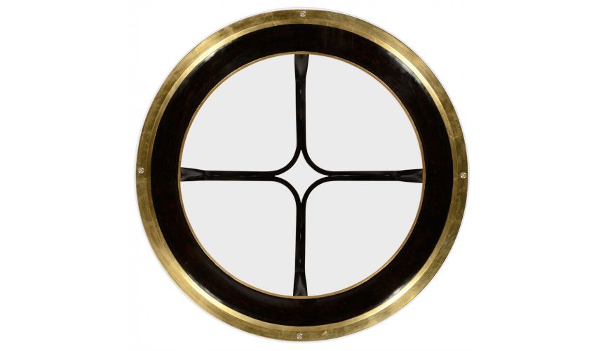 Foyer and Center Tables Circular Black Lacquer and Gilt Center Table-31