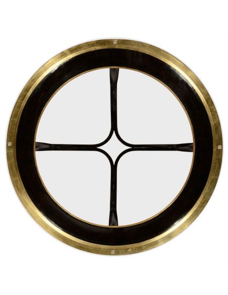 Foyer and Center Tables Circular Black Lacquer and Gilt Center Table-31
