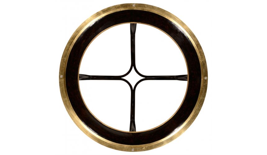 Foyer and Center Tables Circular Black Lacquer and Gilt Center Table-31