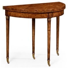 Crotch Walnut Regency style Demilune Table-41