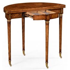 Crotch Walnut Regency style Demilune Table-41 2