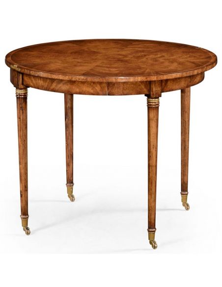 Crotch Walnut Regency style Demilune Table-41