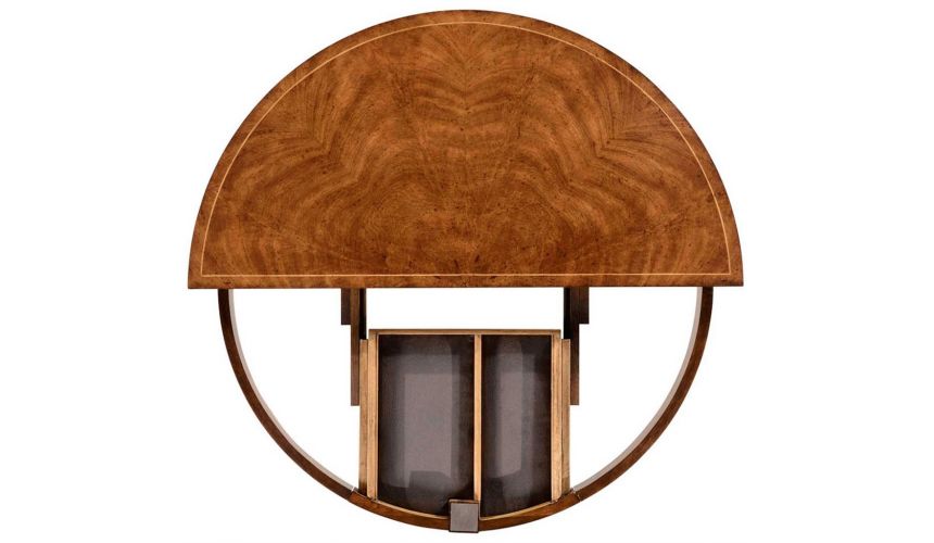 Crotch Walnut Regency style Demilune Table-41