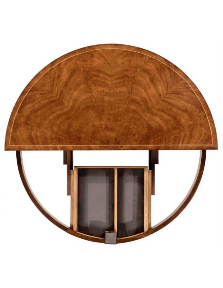 Crotch Walnut Regency style Demilune Table-41