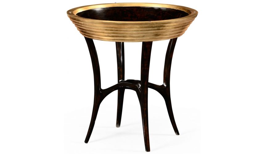 Round & Oval Side Tables Circular Black Lacquer and Gilt Side Table-42