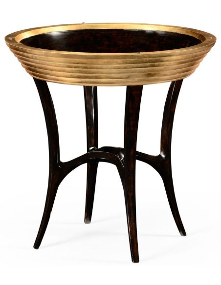 Round & Oval Side Tables Circular Black Lacquer and Gilt Side Table-42