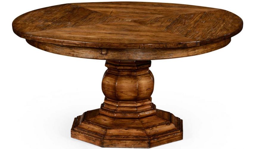 Dining Tables Walnut circular dining table with self-storing leaves