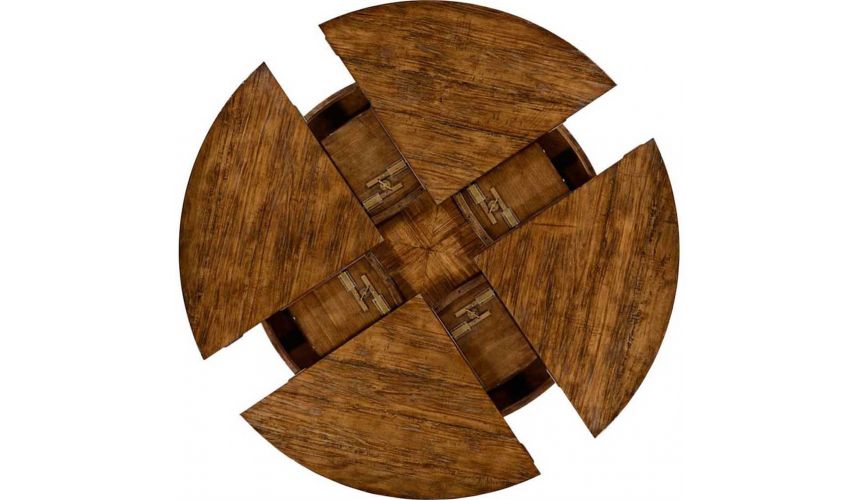 Dining Tables Walnut circular dining table with self-storing leaves