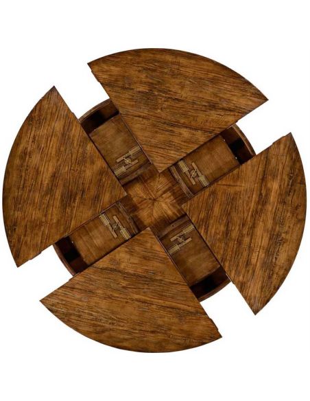 Dining Tables Walnut circular dining table with self-storing leaves