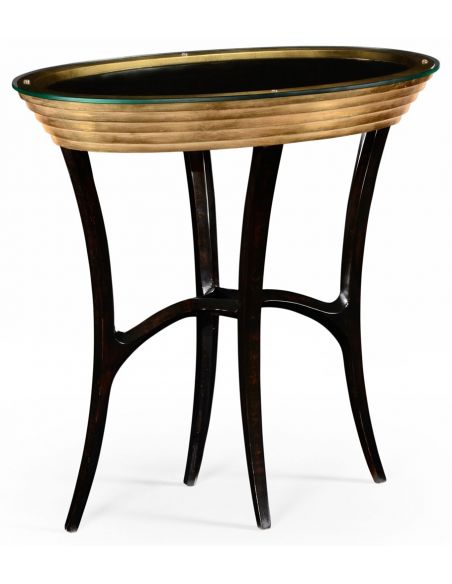 Oval black Lacquer and Gilt Side Table-54