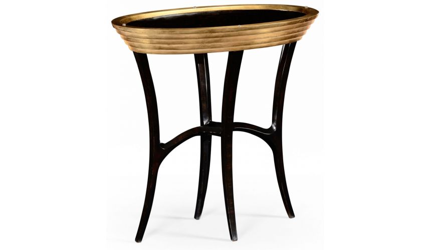 Round & Oval Side Tables Oval black Lacquer and Gilt Side Table-54