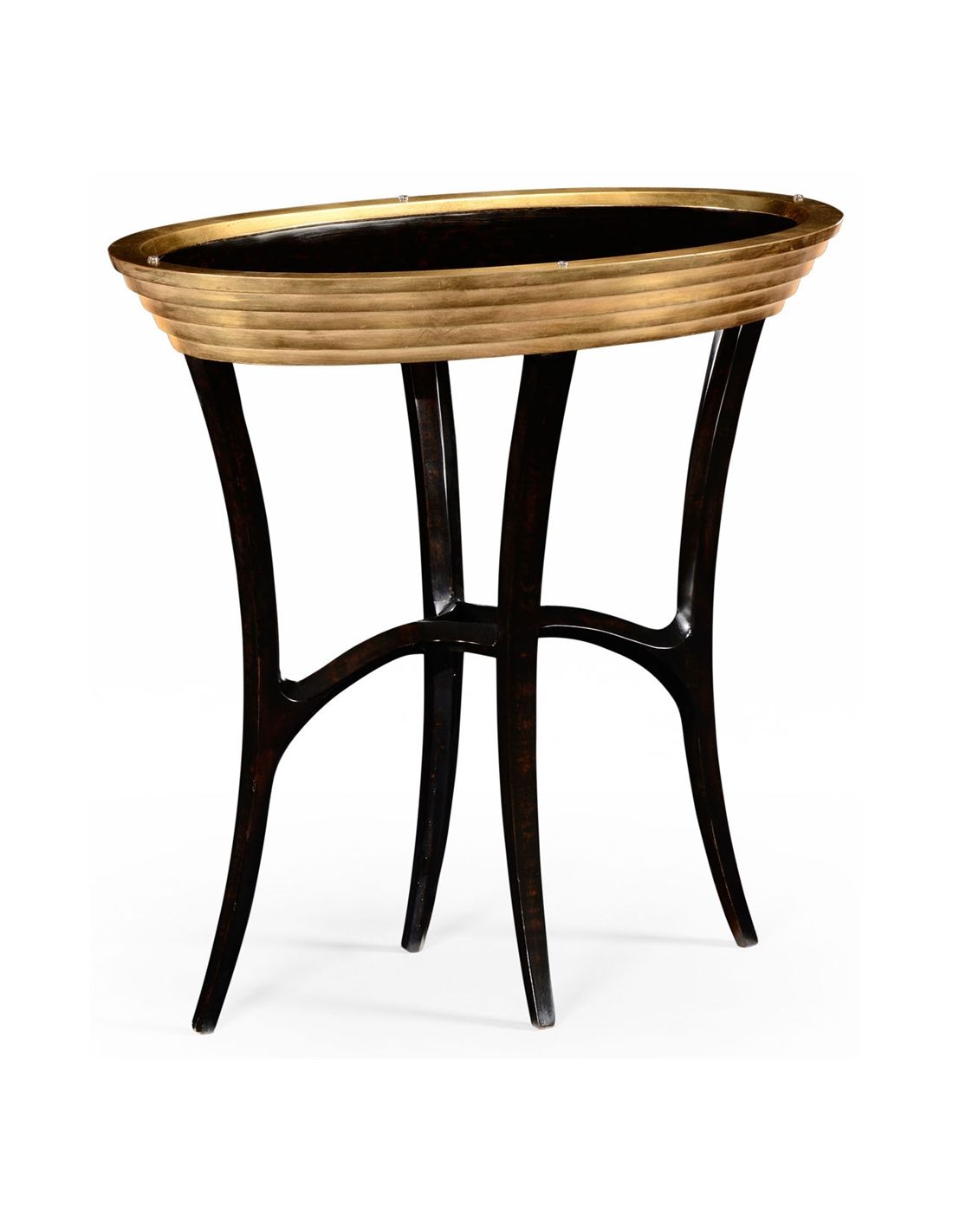 Side Table-54 black Lacquer Oval and Gilt