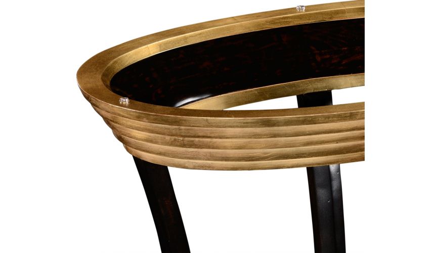 Round & Oval Side Tables Oval black Lacquer and Gilt Side Table-54