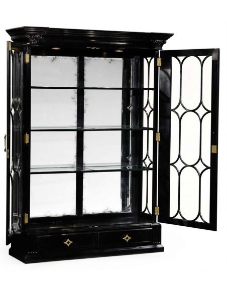Large Black Painted Glass Door Display Cabinet-56