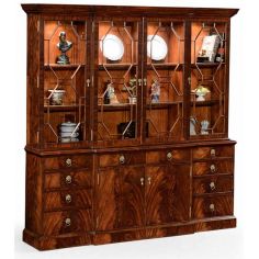 Breakfronts & China Cabinets Mahogany Large Triple Breakfront Bookcase-63