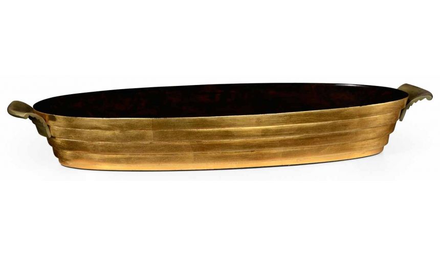 Round and Oval Coffee tables Oval Black Lacquer and Gilt Serving Tray-85