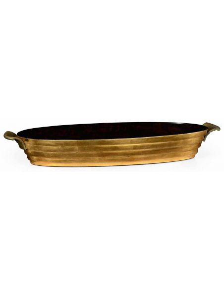 Oval Black Lacquer and Gilt Serving Tray-85