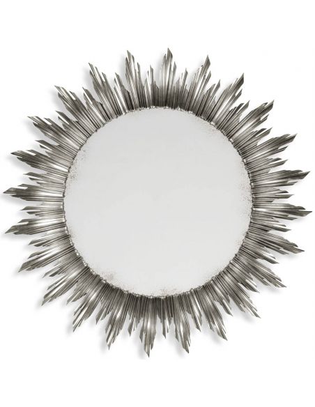Large silver sunburst mirror