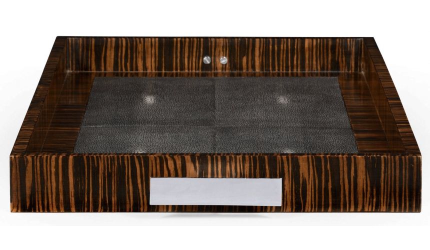 Square & Rectangular Side Tables Faux Macassar Ebony & Black Shagreen Tray-21