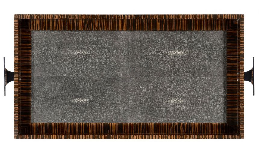 Square & Rectangular Side Tables Faux Macassar Ebony & Black Shagreen Tray-21